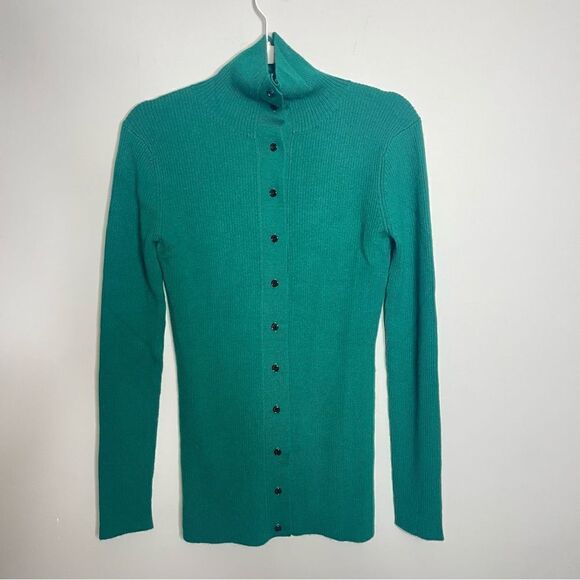 Thakoon Emerald Green ribbed button down pullover NWT SMALL - Picture 2 of 7